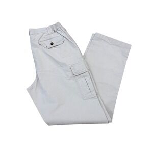 LL Bean Mens Stone Cotton Twill Cargo Pants Elastic Waist Utility